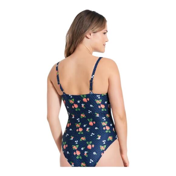 Modcloth NIP Brandy Underwire Blue Fruit Polka Dots Print One-Piece Swimsuit XS - Picture 2 of 12